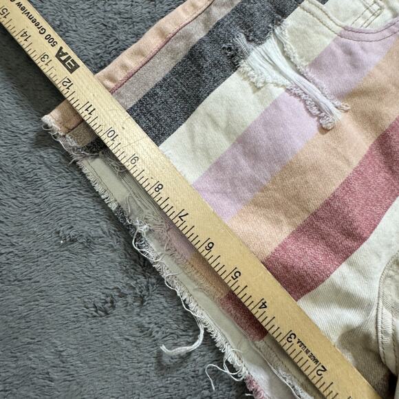 Forever 21 Colorblock Denim Shorts Striped Distressed Women's 26" Cut Off - Picture 4 of 8